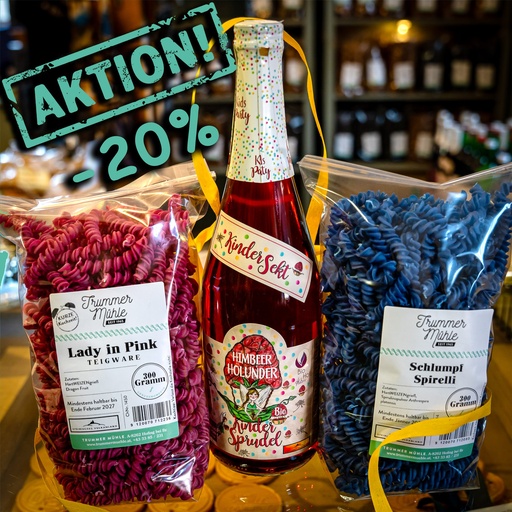 AKTION: BIO Kindersekt mit pinker Drachenfrucht und blauer Spirulina